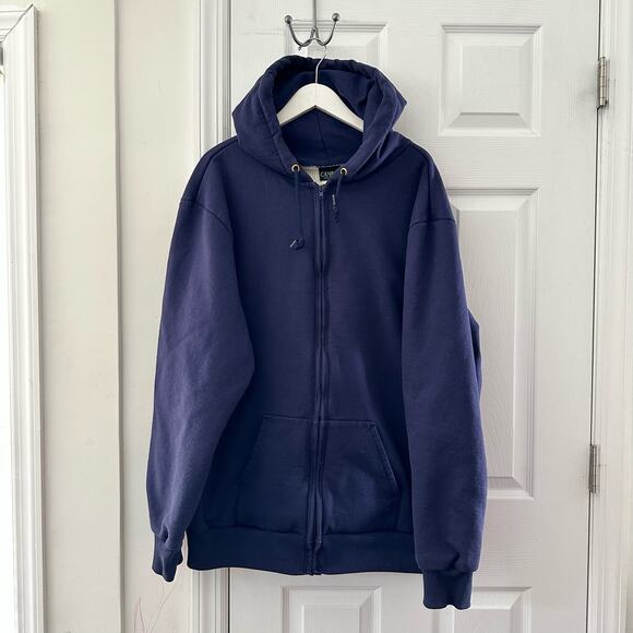 Camber Vintage USA Made Navy Blue Waffle Knit Thermal Lined Full Zip Hoodie 2XLT - Picture 1 of 16